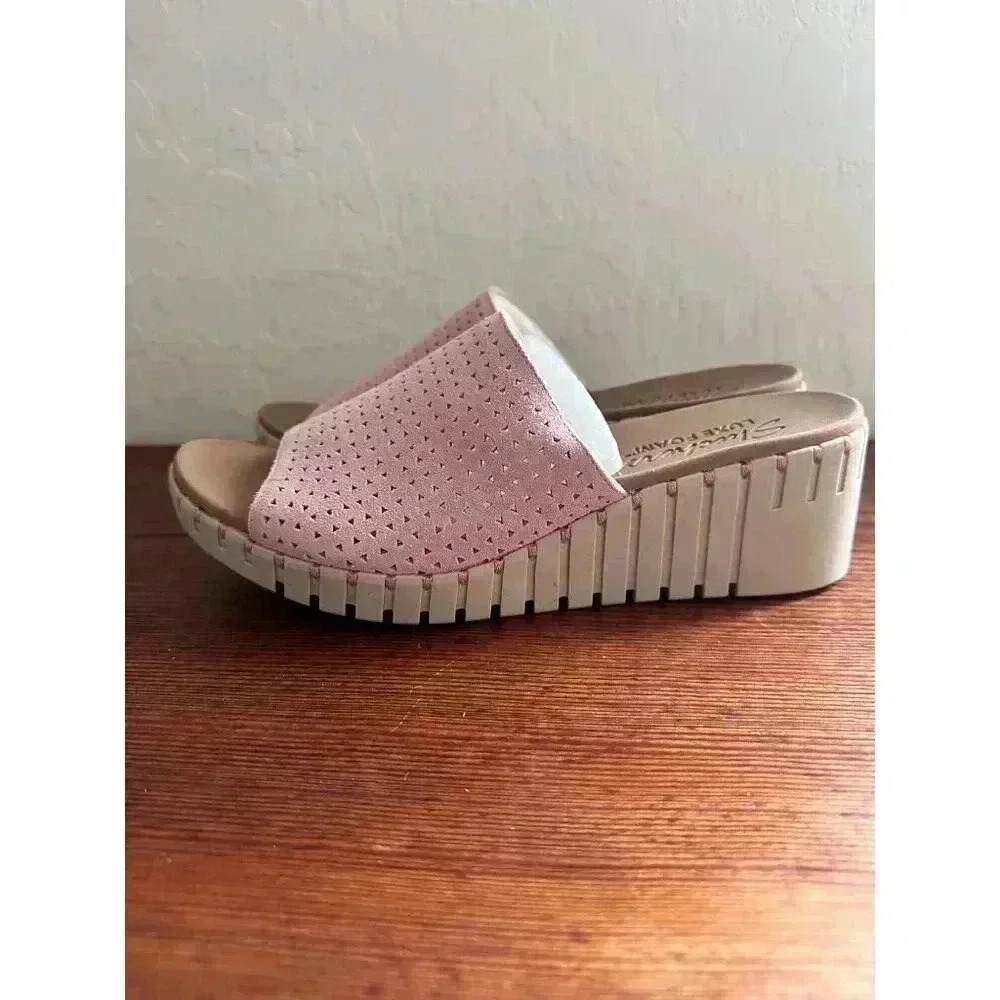 Skechers Womens Urban Escape Luxe Foam Pink Perforated Wedge Sandals Size 11 - Picture 10 of 13